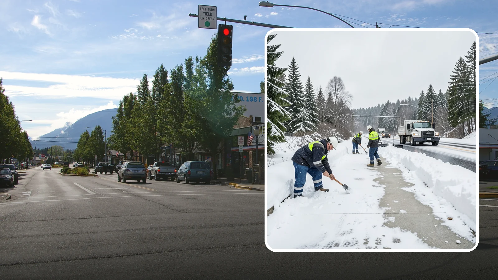 Bridge Deck Snow Removal in North Bend, King County, WA - Clearing and anti-icing of pedestrian and vehicle bridge decks that freeze before any road surface around them.