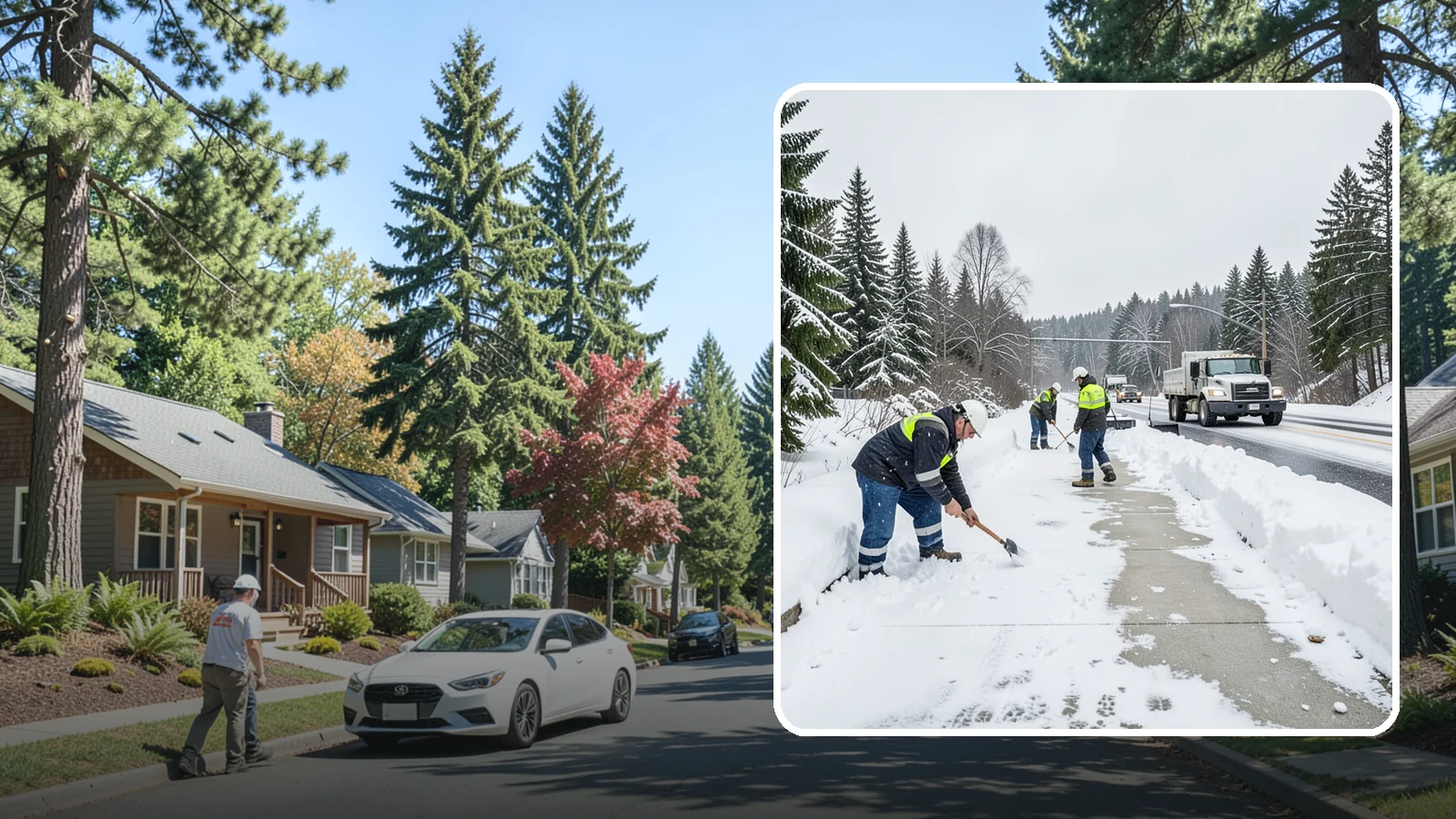 Bridge Deck Snow Removal in Orting, Pierce County, WA - Clearing and anti-icing of pedestrian and vehicle bridge decks that freeze before any road surface around them.