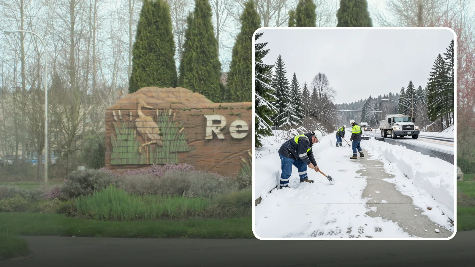 Bridge Deck Snow Removal in Renton, King County, WA - Clearing and anti-icing of pedestrian and vehicle bridge decks that freeze before any road surface around them.