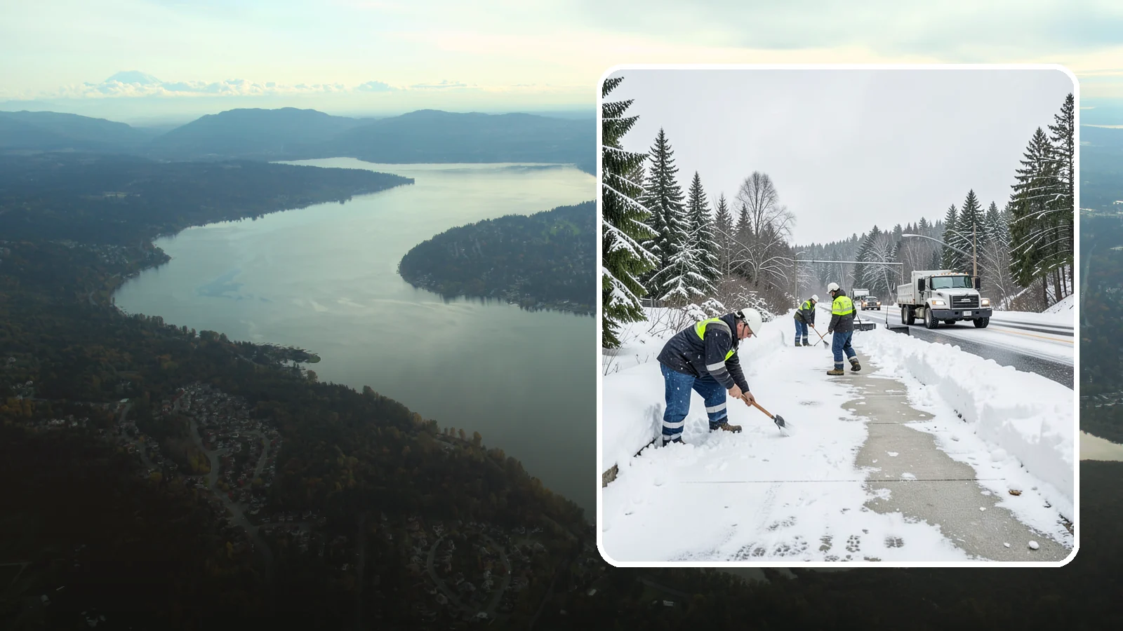 Bridge Deck Snow Removal in Sammamish, King County, WA - Clearing and anti-icing of pedestrian and vehicle bridge decks that freeze before any road surface around them.