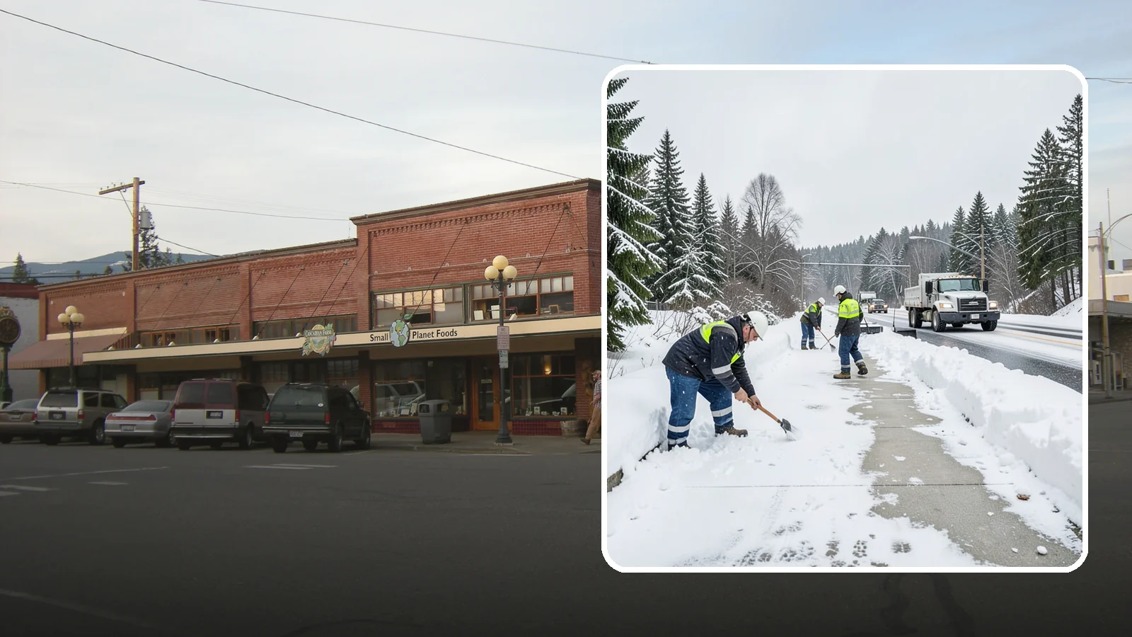 Bridge Deck Snow Removal in Sedro-Woolley, Skagit County, WA - Clearing and anti-icing of pedestrian and vehicle bridge decks that freeze before any road surface around them.