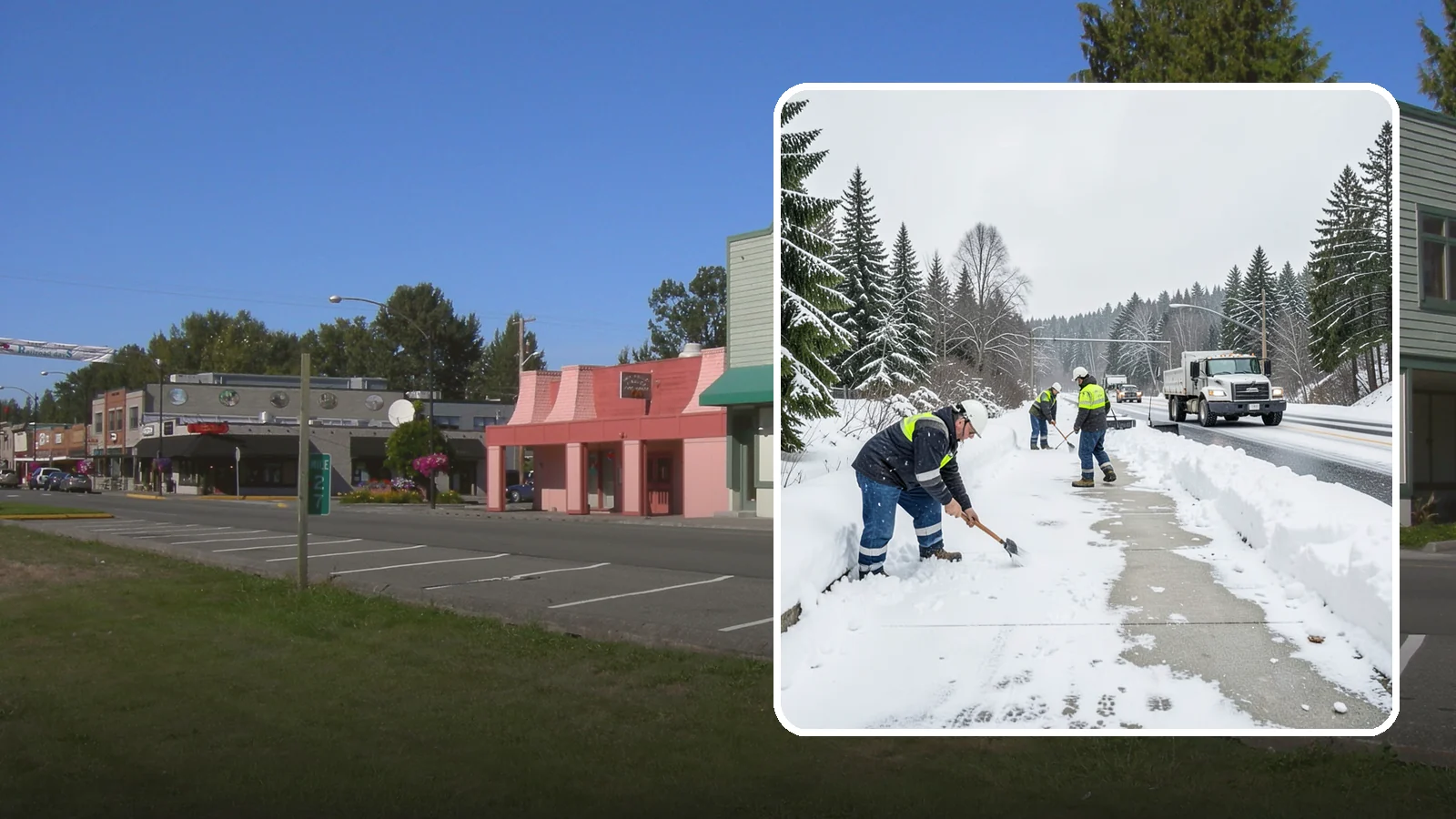Bridge Deck Snow Removal in Snoqualmie, King County, WA - Clearing and anti-icing of pedestrian and vehicle bridge decks that freeze before any road surface around them.