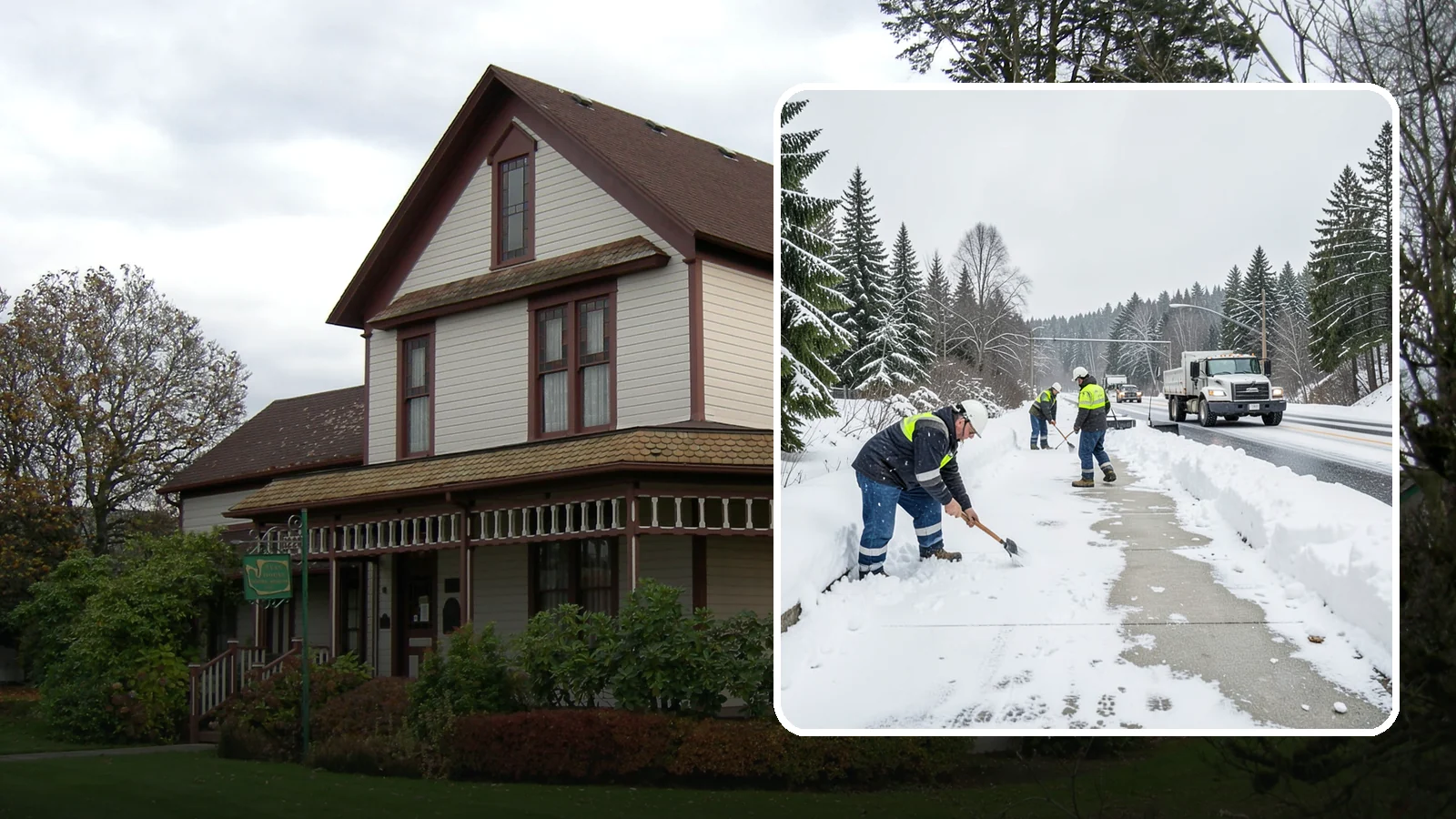 Bridge Deck Snow Removal in Sumner, Pierce County, WA - Clearing and anti-icing of pedestrian and vehicle bridge decks that freeze before any road surface around them.