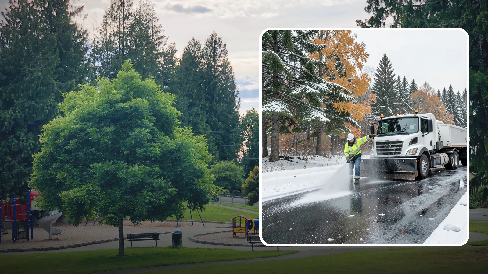Brine Application in Bonney Lake, Pierce County, WA - Brine application lays down a liquid salt solution that stops ice from bonding to pavement before a storm arrives.