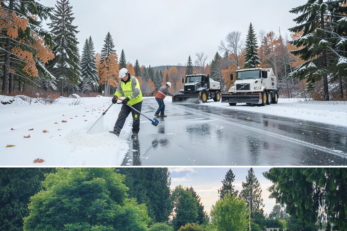 Brine Application in Bonney Lake, Pierce County, WA - Brine pretreatment is applied ahead of forecast frost and freezing-rain events throughout the November-to-February window.