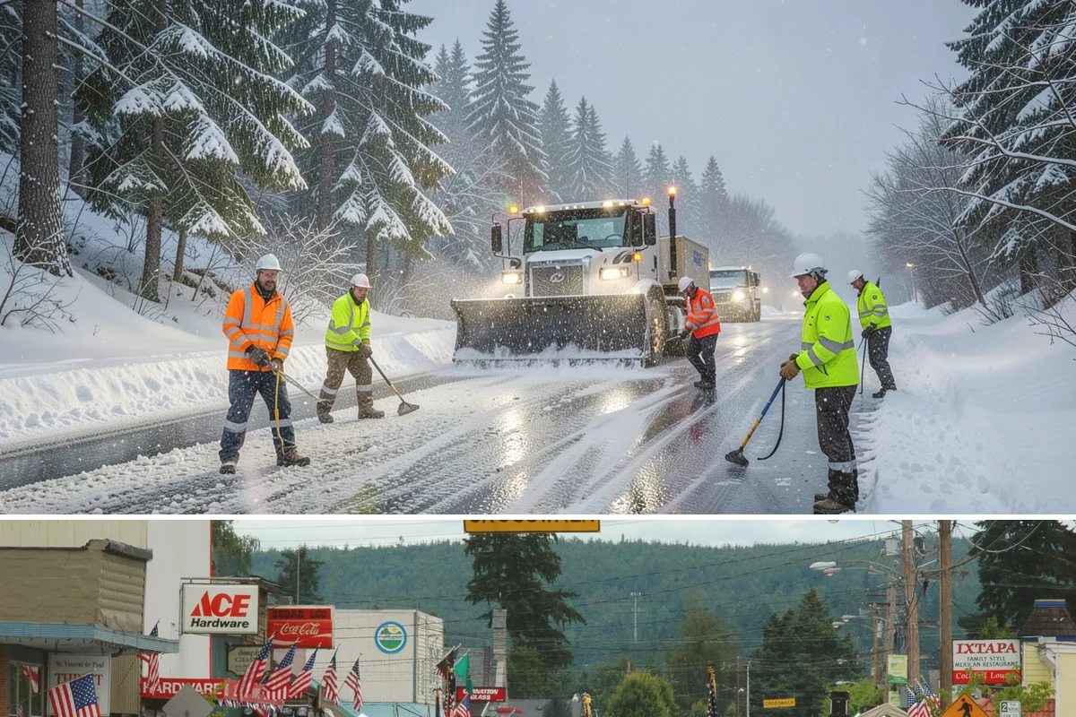 Brine Application in Carnation, King County, WA - Brine pretreatment is applied ahead of forecast frost and freezing-rain events throughout the November-to-February window.