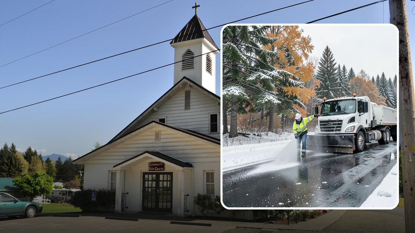 Brine Application in Concrete, Skagit County, WA - Brine application lays down a liquid salt solution that stops ice from bonding to pavement before a storm arrives.