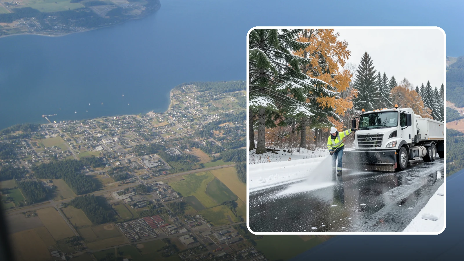 Brine Application in Coupeville, Island County, WA - Brine application lays down a liquid salt solution that stops ice from bonding to pavement before a storm arrives.