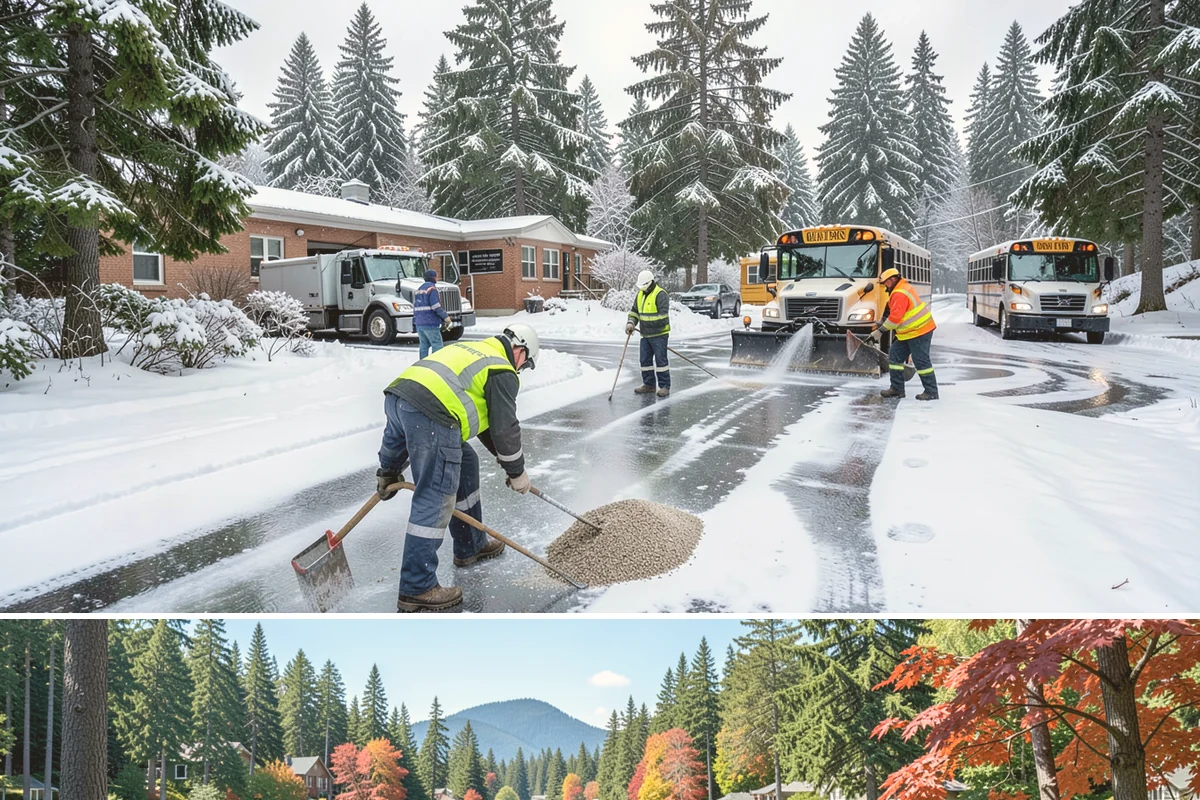 Brine Application in Covington, King County, WA - Brine pretreatment is applied ahead of forecast frost and freezing-rain events throughout the November-to-February window.