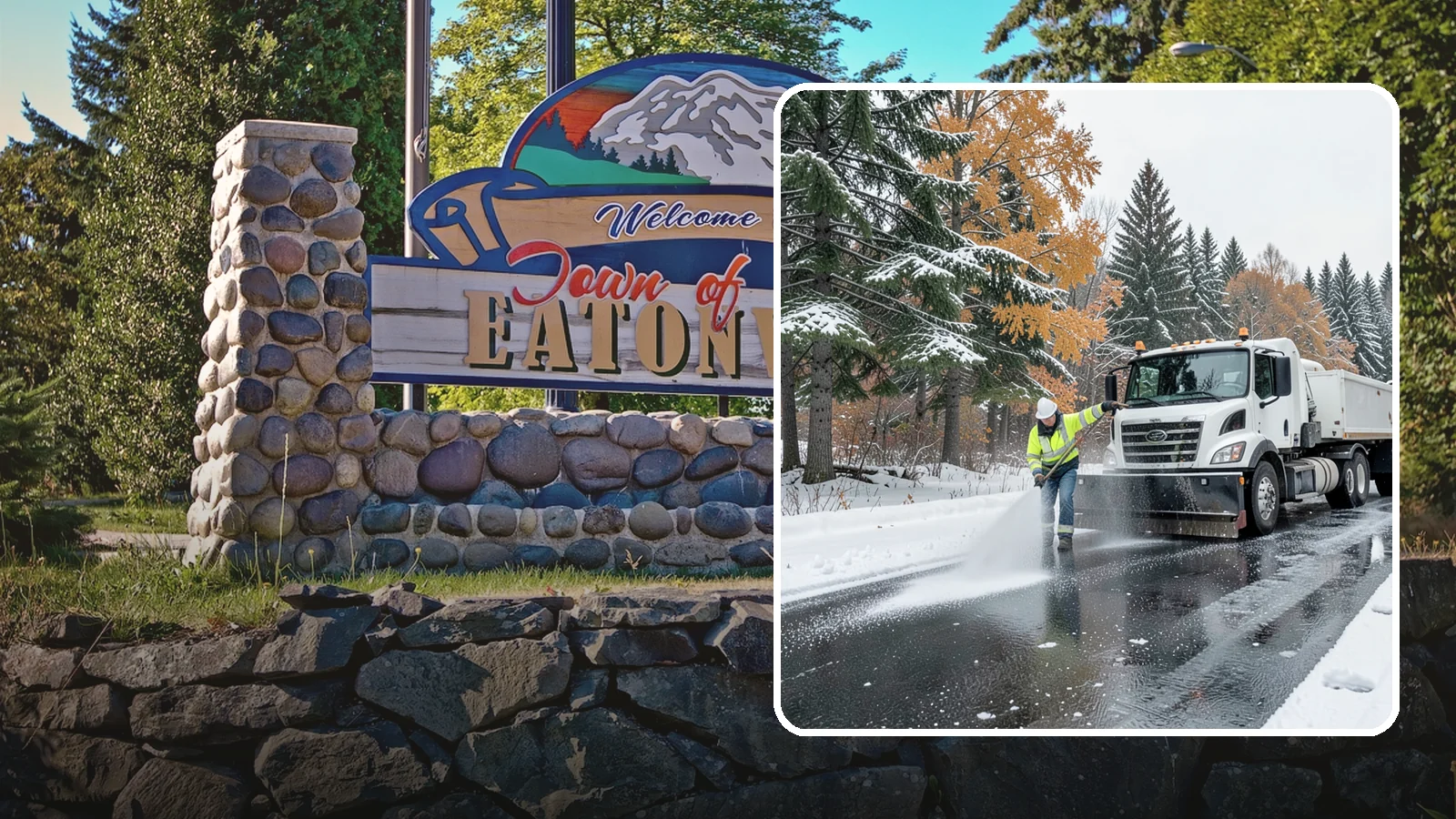 Brine Application in Eatonville, Pierce County, WA - Brine application lays down a liquid salt solution that stops ice from bonding to pavement before a storm arrives.