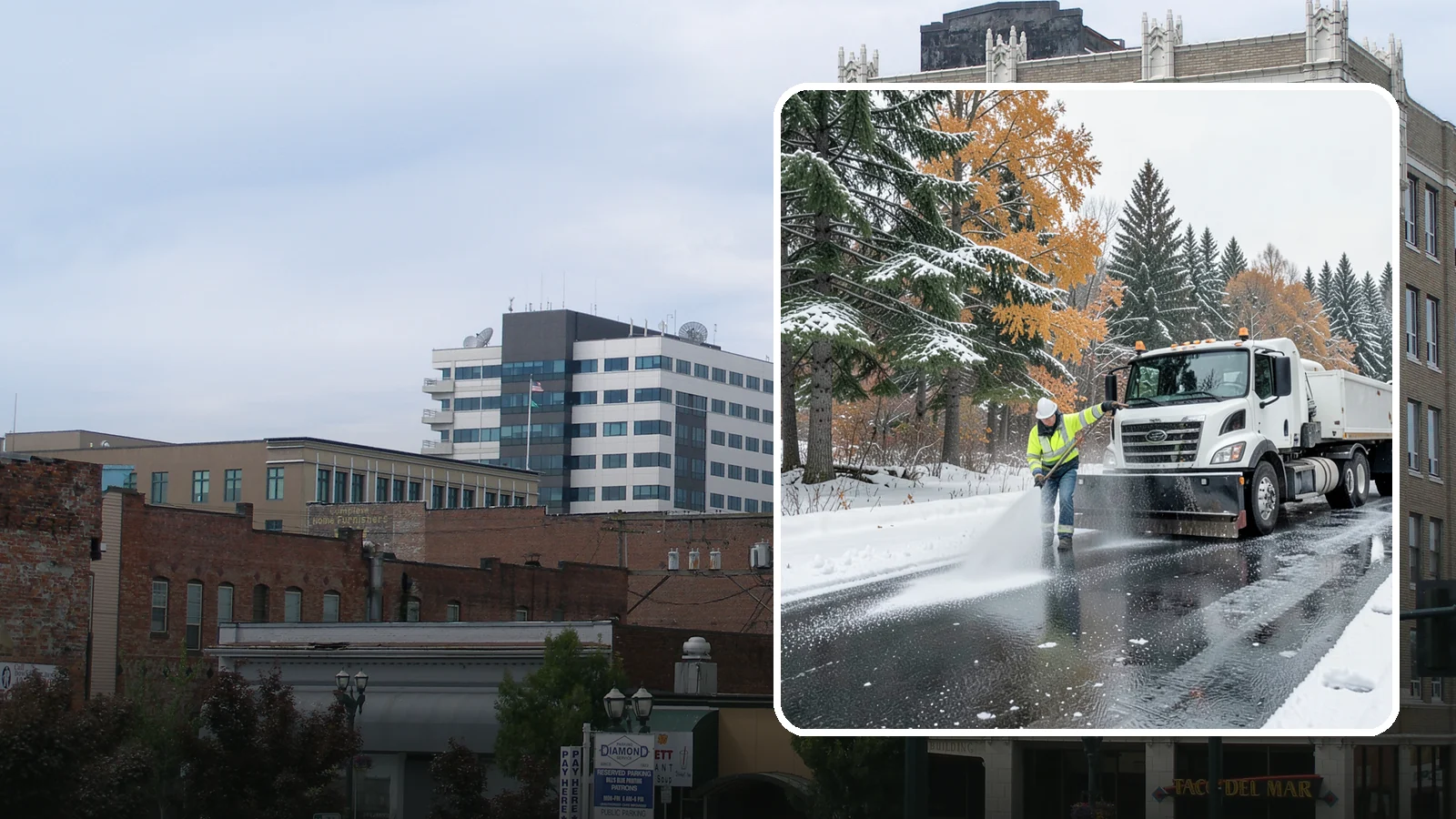 Brine Application in Everett, Snohomish County, WA - Brine application lays down a liquid salt solution that stops ice from bonding to pavement before a storm arrives.
