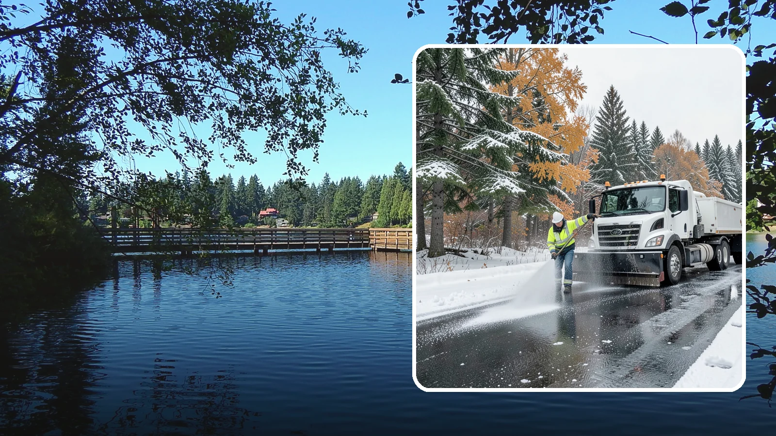 Brine Application in Federal Way, King County, WA - Brine application lays down a liquid salt solution that stops ice from bonding to pavement before a storm arrives.