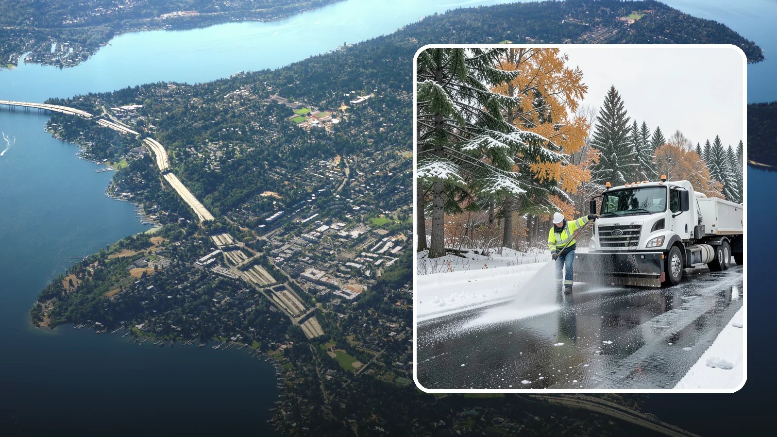 Brine Application in Mercer Island, King County, WA - Brine application lays down a liquid salt solution that stops ice from bonding to pavement before a storm arrives.