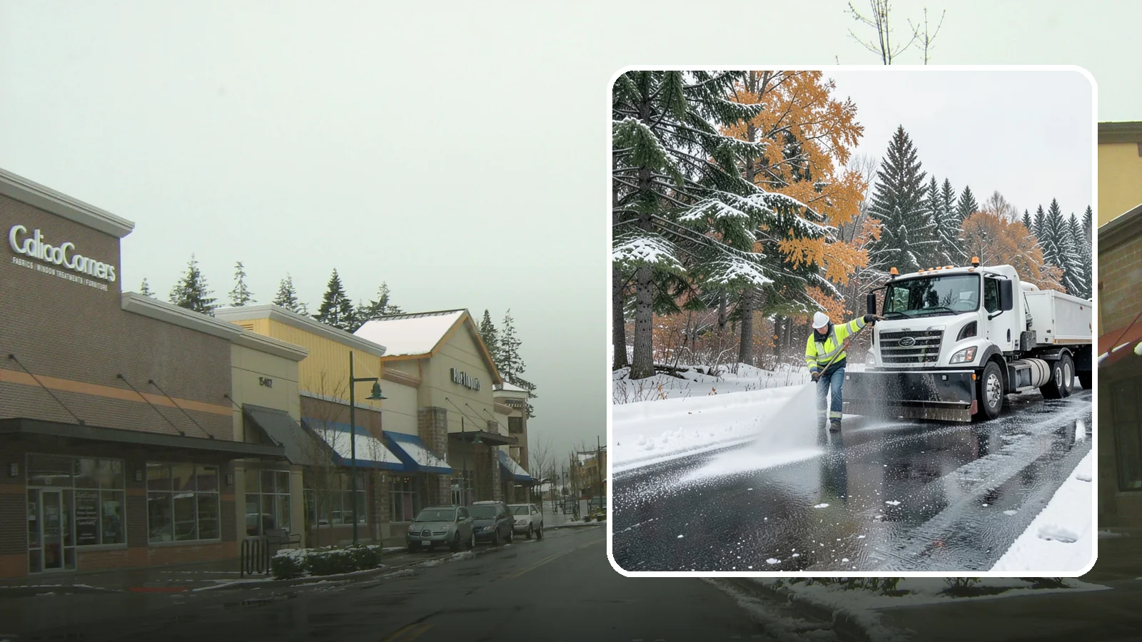 Brine Application in Mill Creek, Snohomish County, WA - Brine application lays down a liquid salt solution that stops ice from bonding to pavement before a storm arrives.