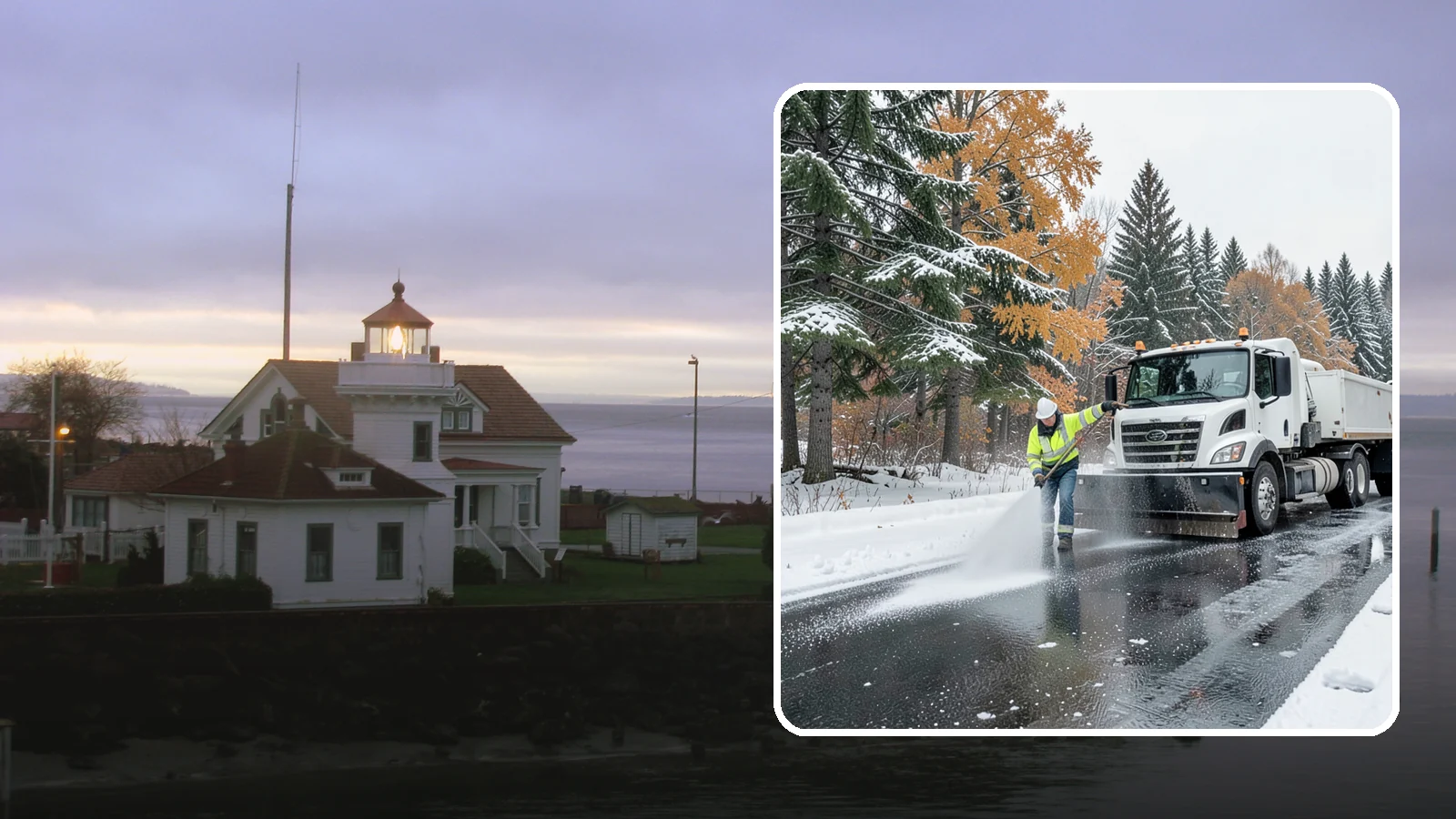 Brine Application in Mukilteo, Snohomish County, WA - Brine application lays down a liquid salt solution that stops ice from bonding to pavement before a storm arrives.
