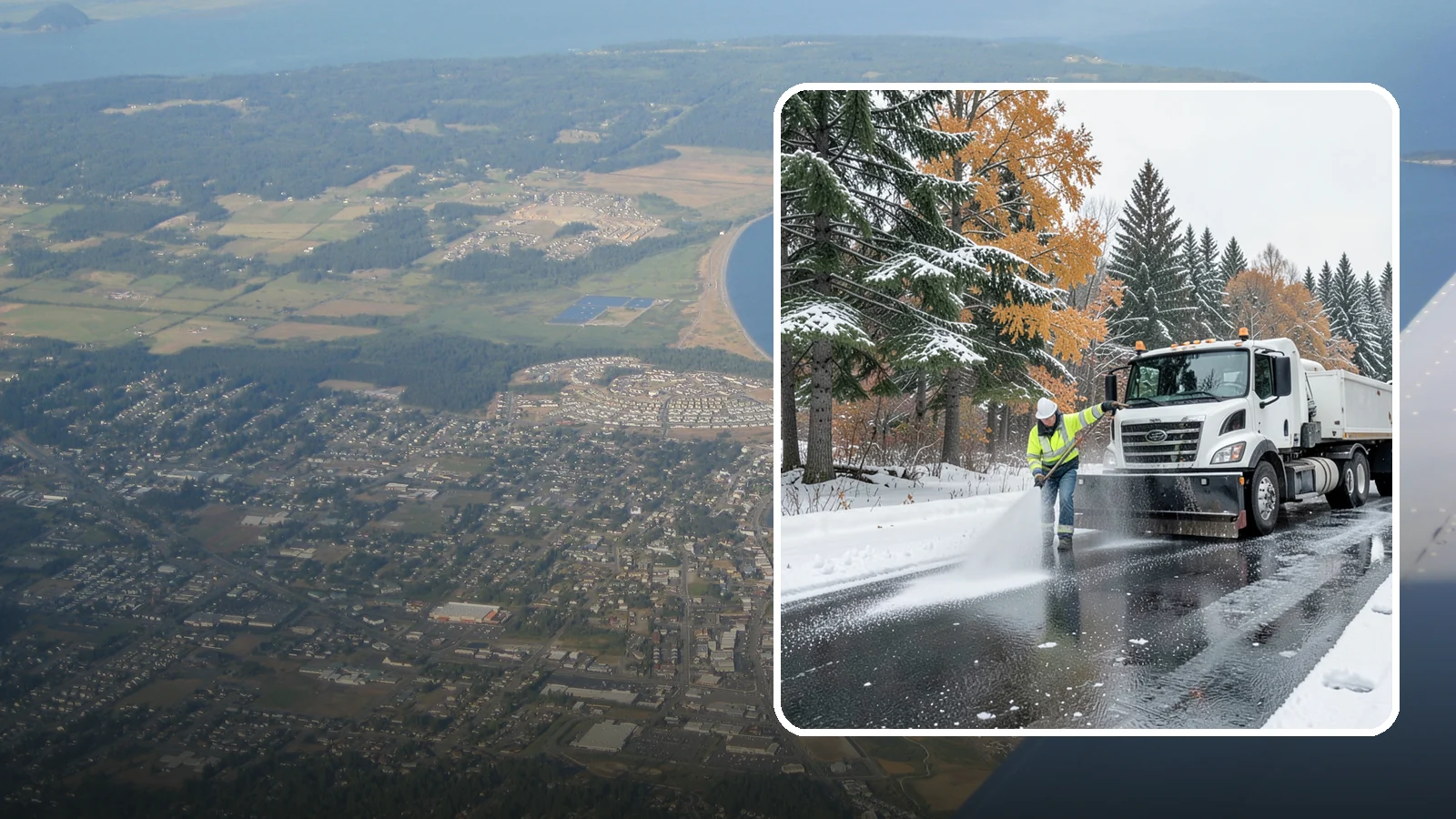 Brine Application in Oak Harbor, Island County, WA - Brine application lays down a liquid salt solution that stops ice from bonding to pavement before a storm arrives.