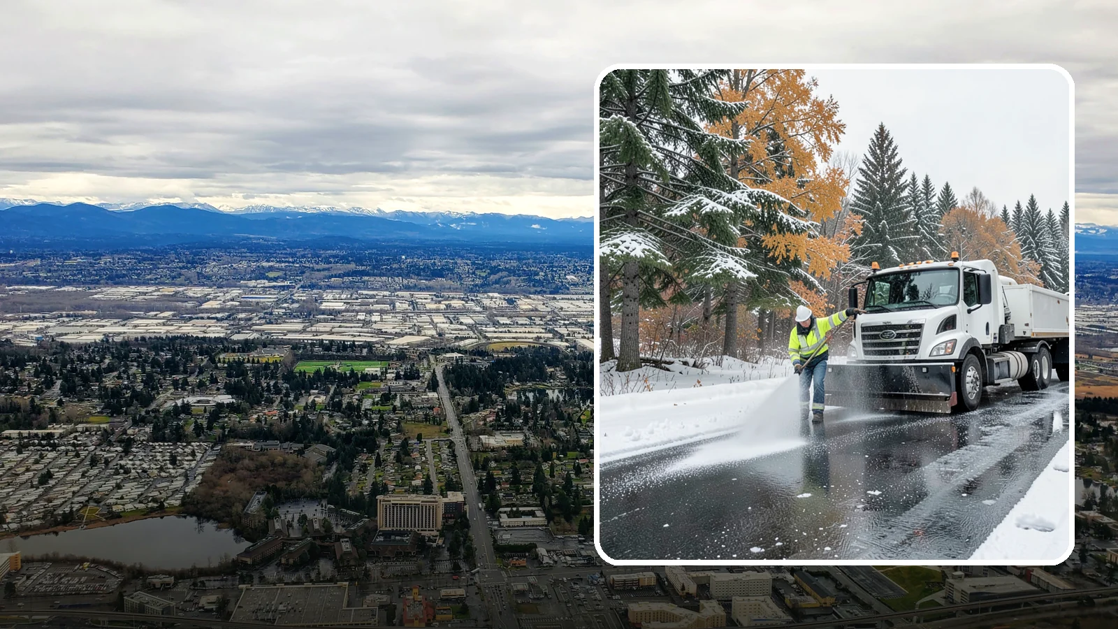 Brine Application in SeaTac, King County, WA - Brine application lays down a liquid salt solution that stops ice from bonding to pavement before a storm arrives.