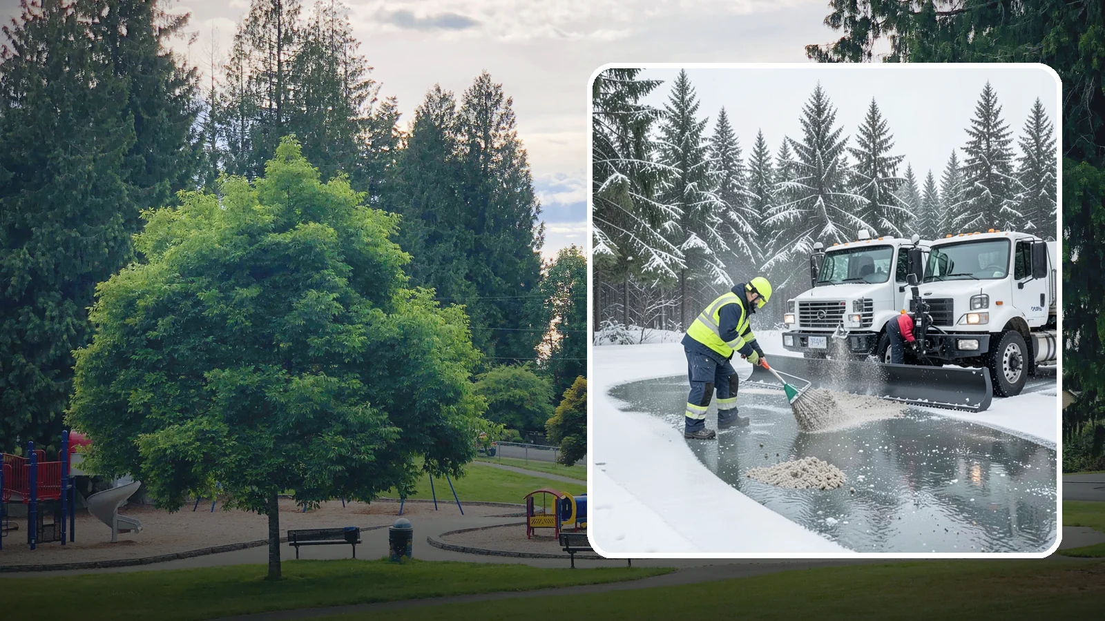 Brine Truck Service in Bonney Lake, Pierce County, WA - Our brine trucks pre-treat surfaces with liquid deicer so ice never bonds in the first place.