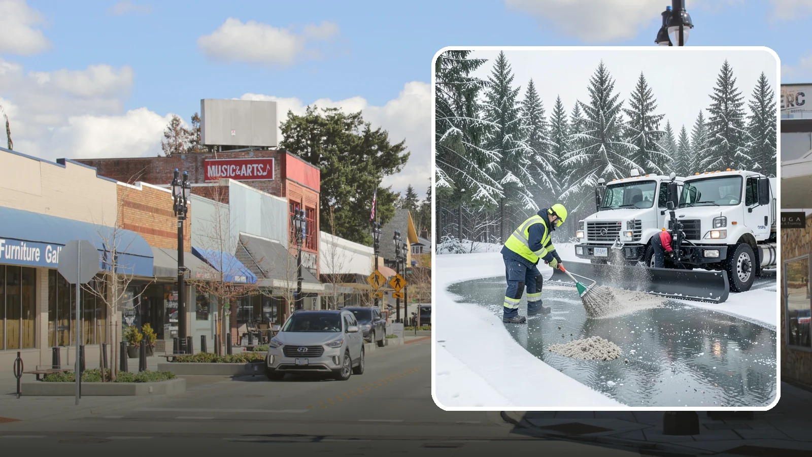 Brine Truck Service in Bothell, King County, WA - Our brine trucks pre-treat surfaces with liquid deicer so ice never bonds in the first place.