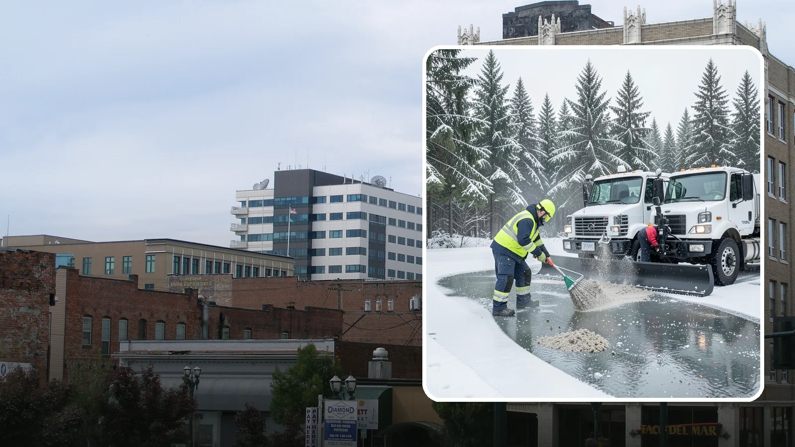 Brine Truck Service in Everett, Snohomish County, WA - Our brine trucks pre-treat surfaces with liquid deicer so ice never bonds in the first place.
