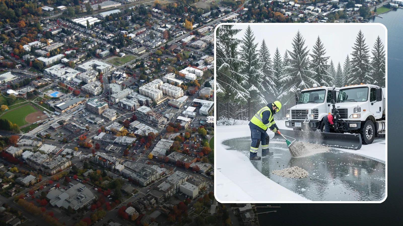 Brine Truck Service in Kirkland, King County, WA - Our brine trucks pre-treat surfaces with liquid deicer so ice never bonds in the first place.