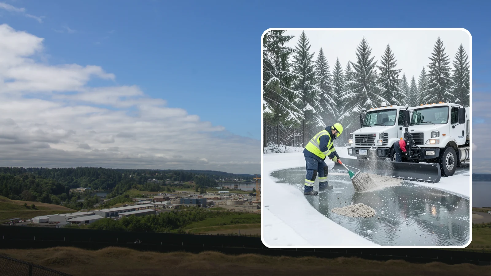 Brine Truck Service in University Place, Pierce County, WA - Our brine trucks pre-treat surfaces with liquid deicer so ice never bonds in the first place.