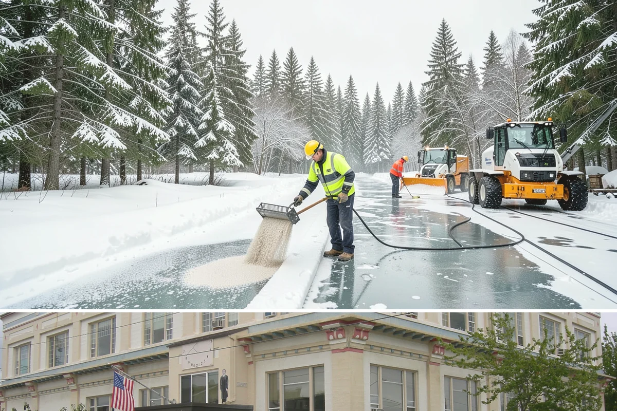 Building Entrance Clearing in Anacortes, Skagit County, WA - Cleared first thing after every snowfall throughout the winter season.