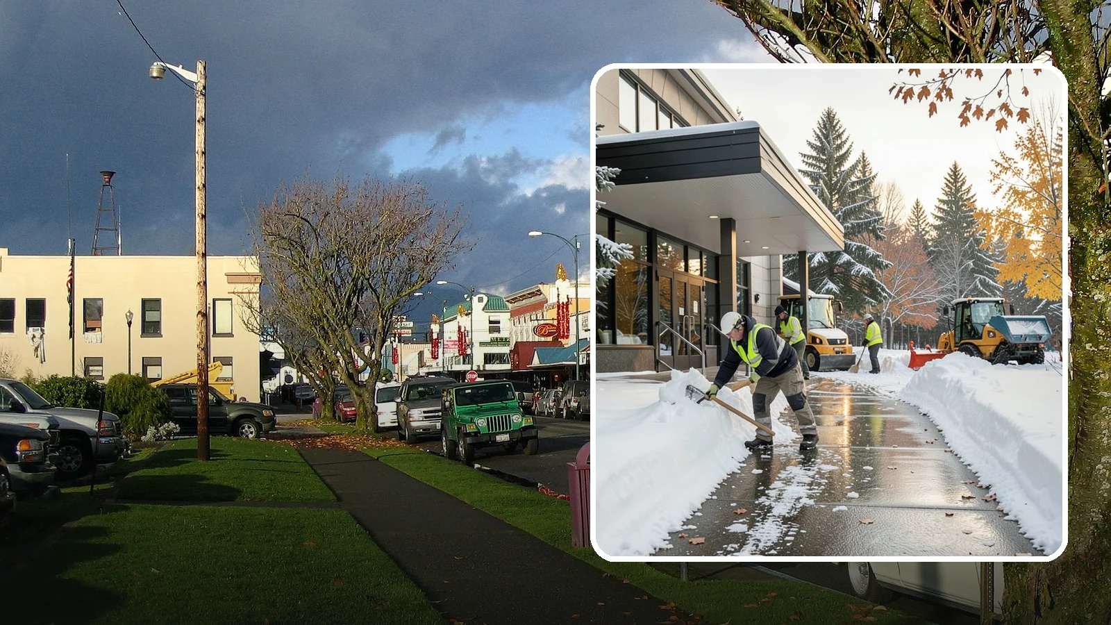 Building Entrance Clearing in Arlington, Snohomish County, WA - We clear building entrances and their approaches so everyone can enter safely during Western Washington snow and ice.