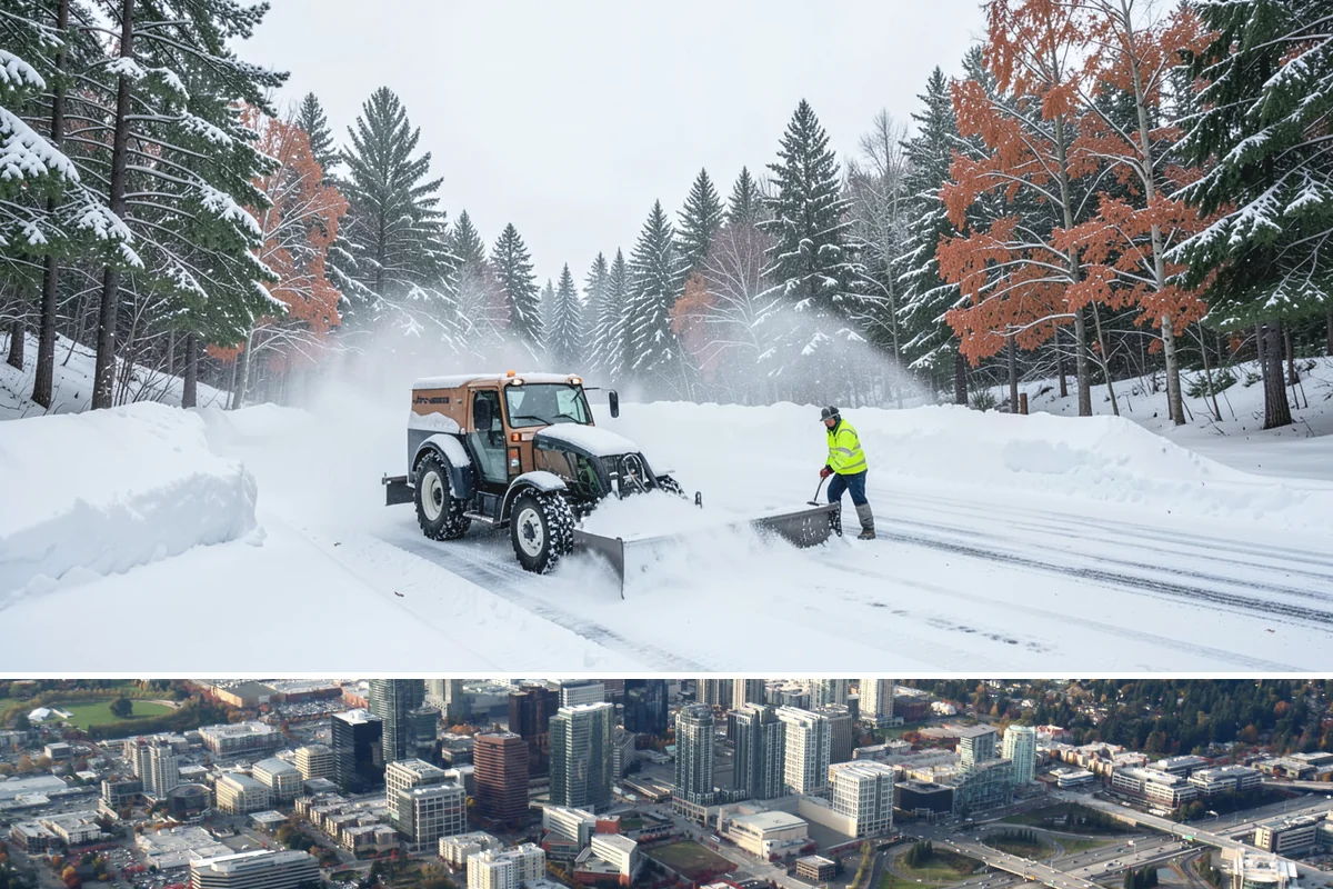 Building Entrance Clearing in Bellevue, King County, WA - Cleared first thing after every snowfall throughout the winter season.