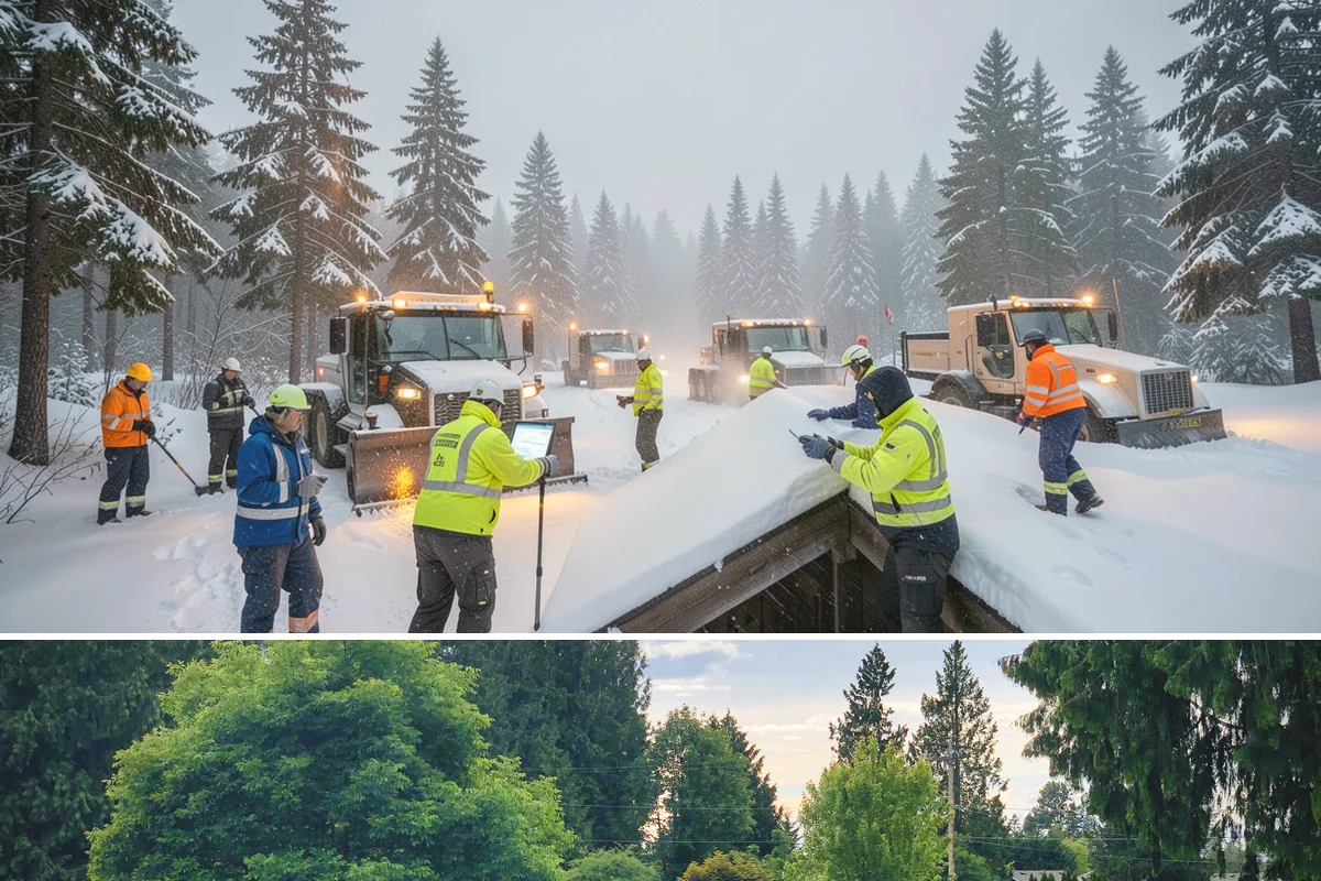 Building Entrance Clearing in Bonney Lake, Pierce County, WA - Cleared first thing after every snowfall throughout the winter season.