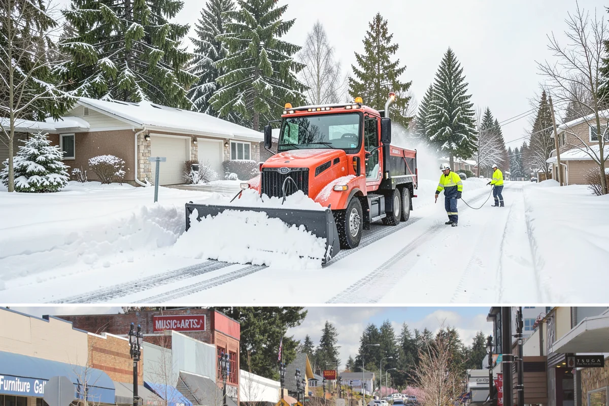 Building Entrance Clearing in Bothell, King County, WA - Cleared first thing after every snowfall throughout the winter season.