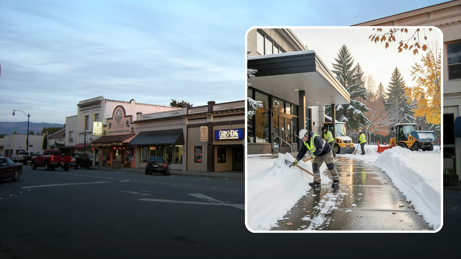 Building Entrance Clearing in Burlington, Skagit County, WA - We clear building entrances and their approaches so everyone can enter safely during Western Washington snow and ice.