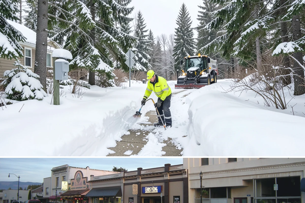 Building Entrance Clearing in Burlington, Skagit County, WA - Cleared first thing after every snowfall throughout the winter season.