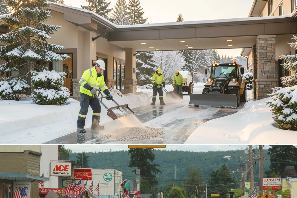 Building Entrance Clearing in Carnation, King County, WA - Cleared first thing after every snowfall throughout the winter season.