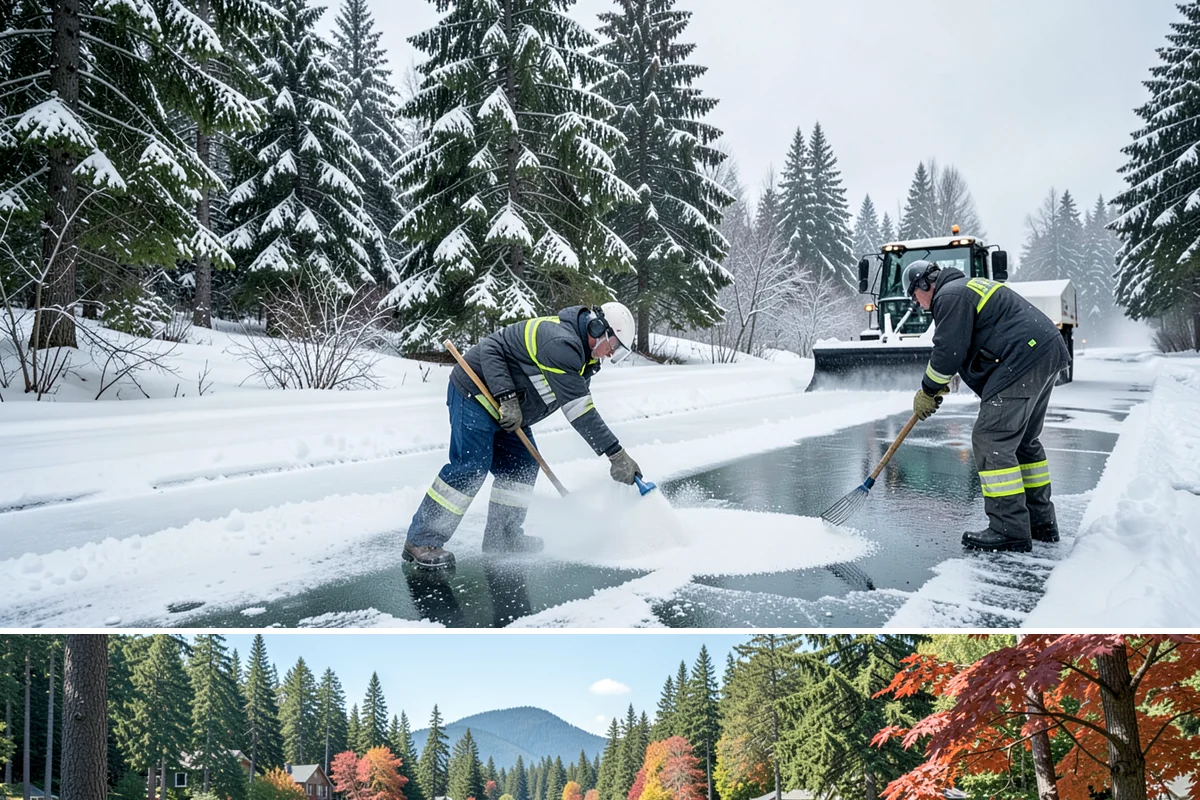 Building Entrance Clearing in Covington, King County, WA - Cleared first thing after every snowfall throughout the winter season.