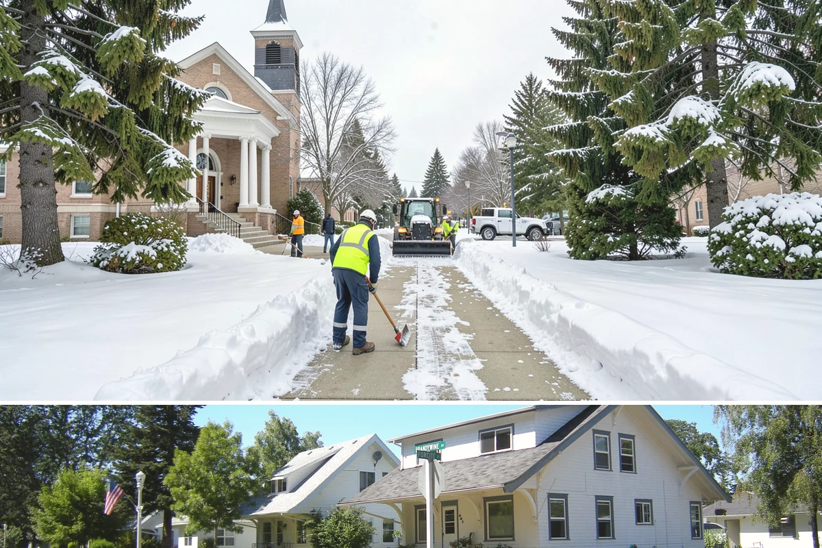 Building Entrance Clearing in DuPont, Pierce County, WA - Cleared first thing after every snowfall throughout the winter season.