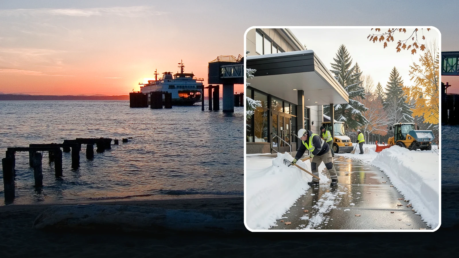 Building Entrance Clearing in Edmonds, Snohomish County, WA - We clear building entrances and their approaches so everyone can enter safely during Western Washington snow and ice.