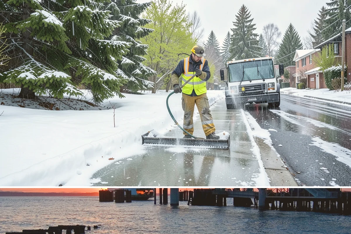 Building Entrance Clearing in Edmonds, Snohomish County, WA - Cleared first thing after every snowfall throughout the winter season.