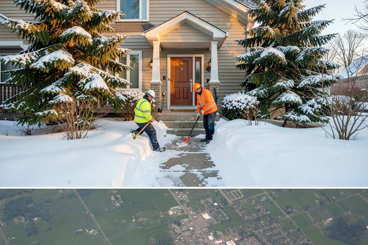 Building Entrance Clearing in Enumclaw, King County, WA - Cleared first thing after every snowfall throughout the winter season.