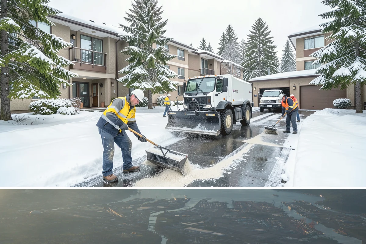 Building Entrance Clearing in Fife, Pierce County, WA - Cleared first thing after every snowfall throughout the winter season.