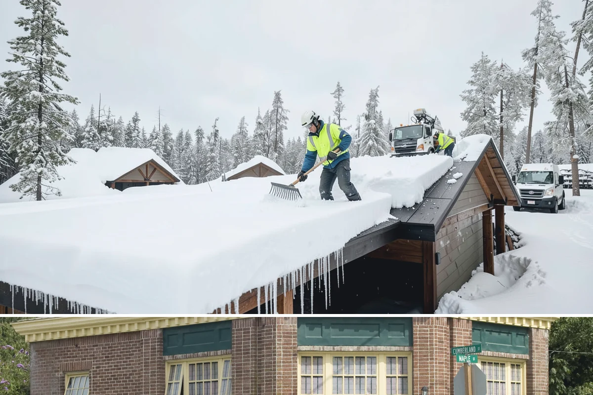 Building Entrance Clearing in Hamilton, Skagit County, WA - Cleared first thing after every snowfall throughout the winter season.