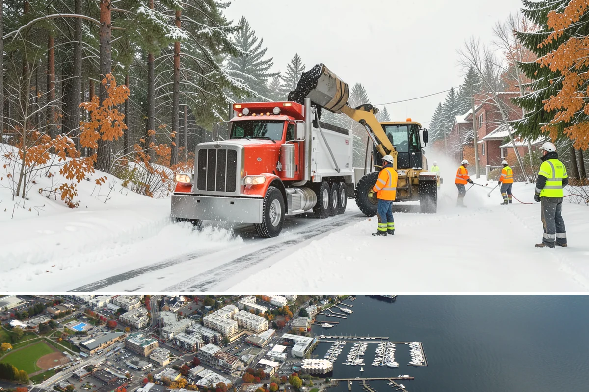 Building Entrance Clearing in Kirkland, King County, WA - Cleared first thing after every snowfall throughout the winter season.
