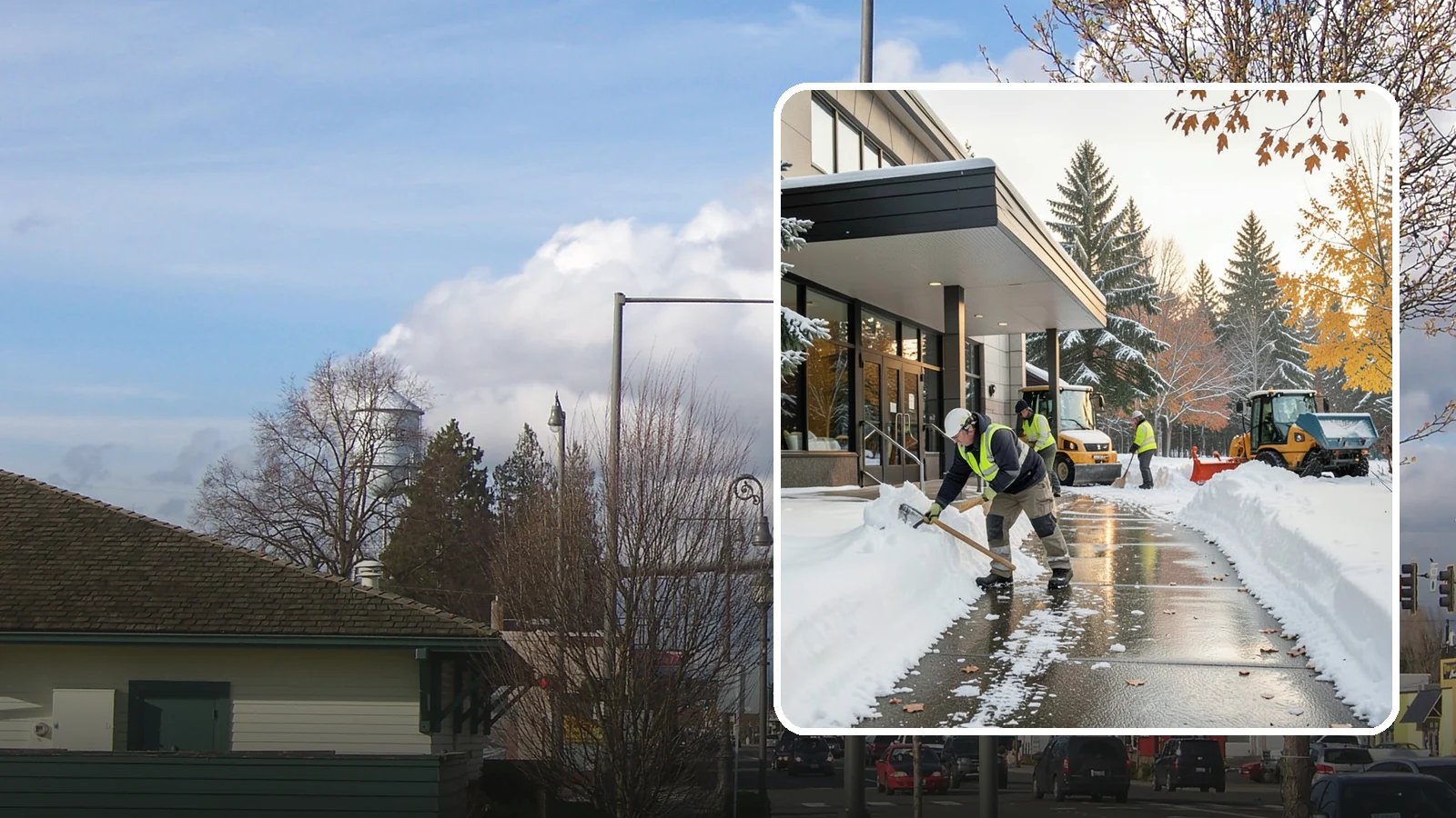 Building Entrance Clearing in Marysville, Snohomish County, WA - We clear building entrances and their approaches so everyone can enter safely during Western Washington snow and ice.