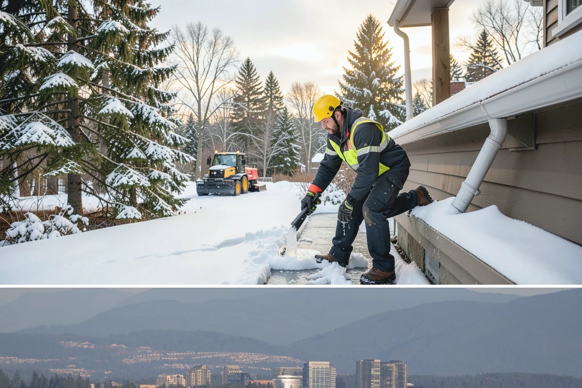 Building Entrance Clearing in Medina, King County, WA - Cleared first thing after every snowfall throughout the winter season.