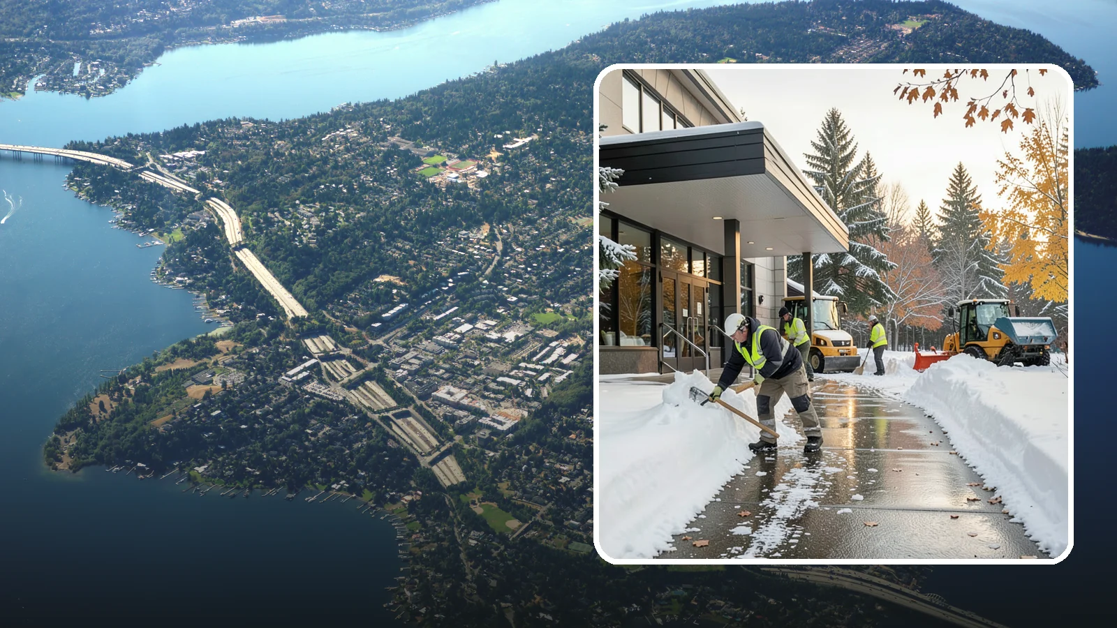 Building Entrance Clearing in Mercer Island, King County, WA - We clear building entrances and their approaches so everyone can enter safely during Western Washington snow and ice.