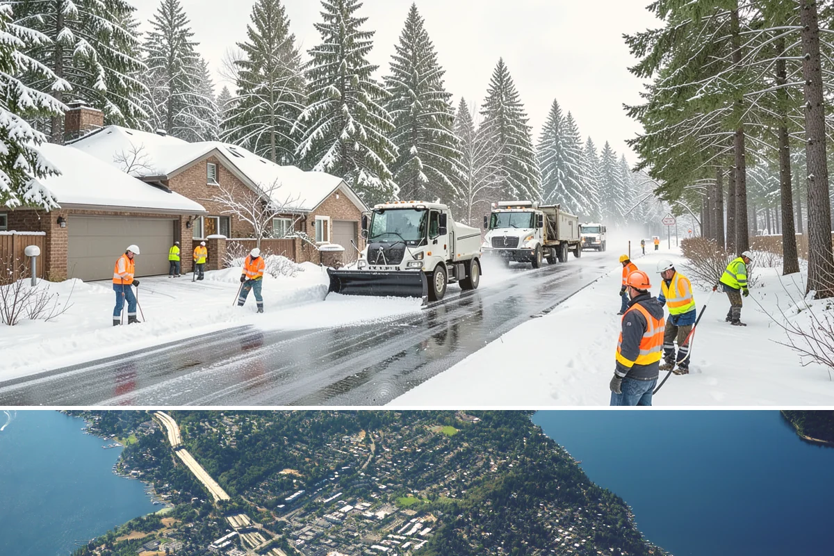 Building Entrance Clearing in Mercer Island, King County, WA - Cleared first thing after every snowfall throughout the winter season.