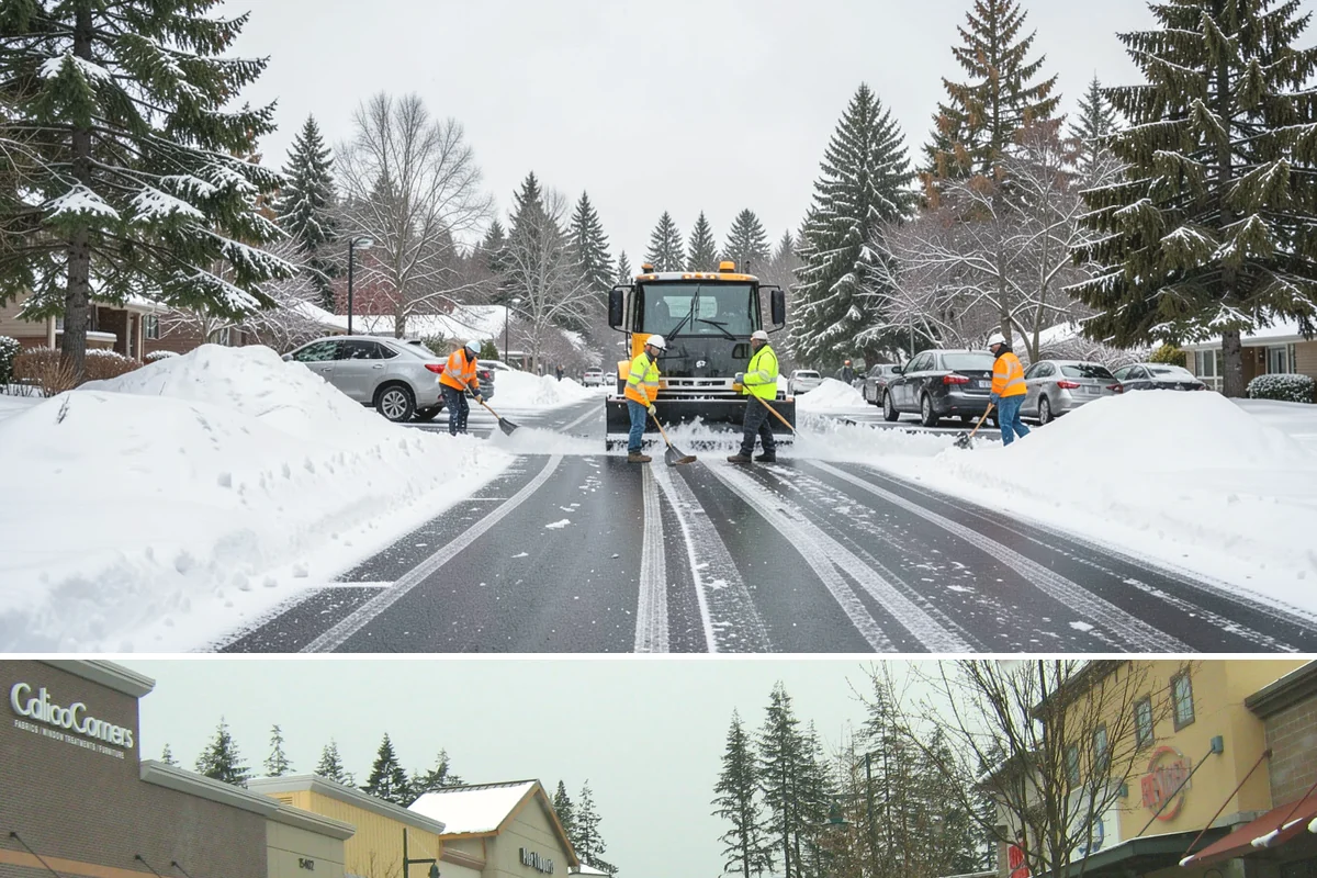 Building Entrance Clearing in Mill Creek, Snohomish County, WA - Cleared first thing after every snowfall throughout the winter season.