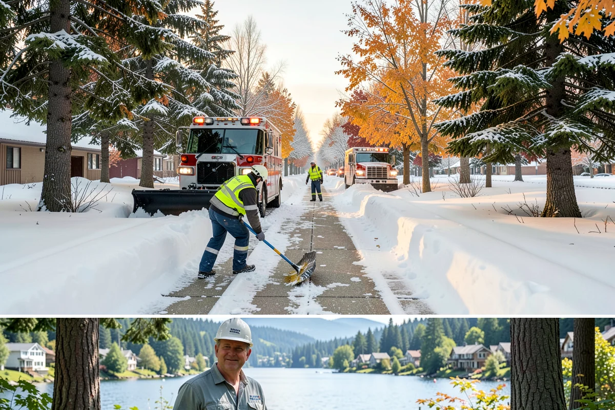 Building Entrance Clearing in Milton, King County, WA - Cleared first thing after every snowfall throughout the winter season.