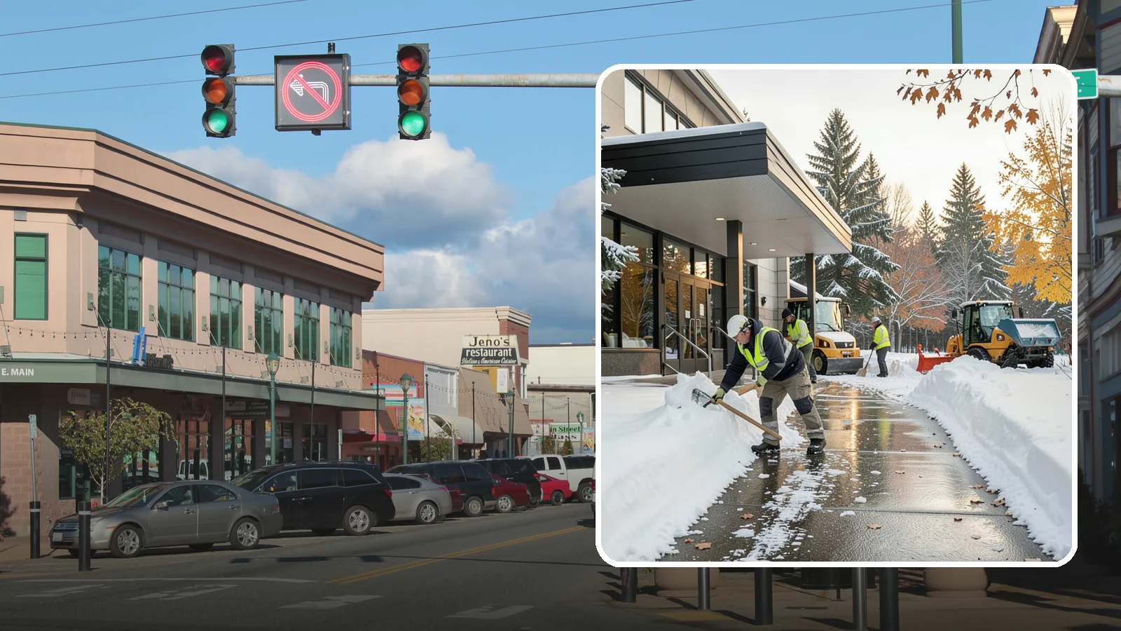 Building Entrance Clearing in Monroe, Snohomish County, WA - We clear building entrances and their approaches so everyone can enter safely during Western Washington snow and ice.