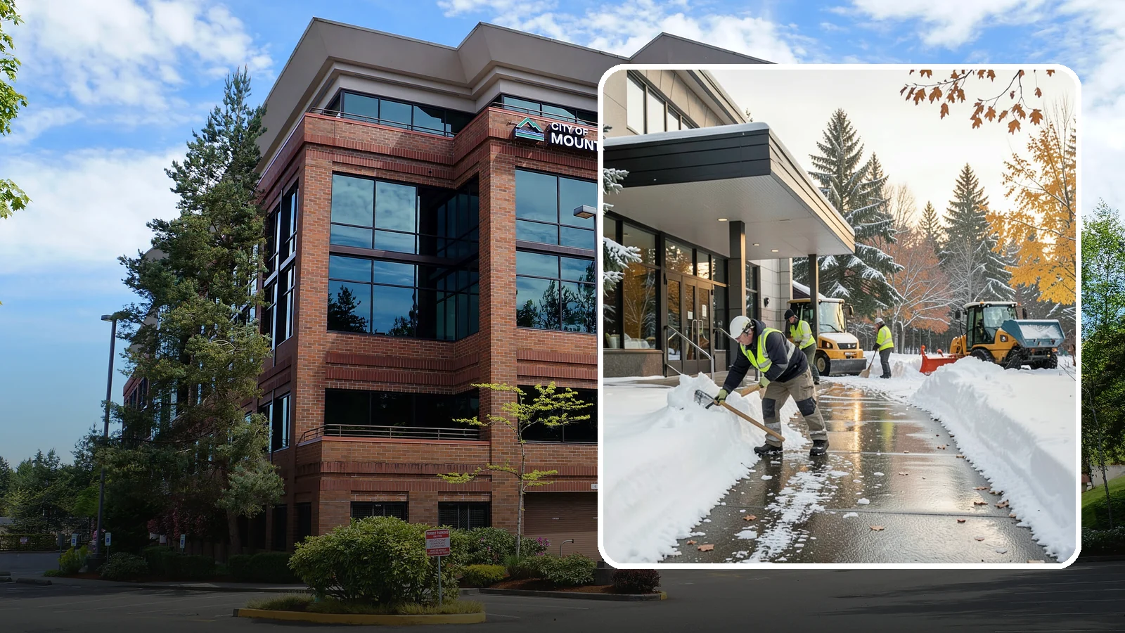 Building Entrance Clearing in Mountlake Terrace, Snohomish County, WA - We clear building entrances and their approaches so everyone can enter safely during Western Washington snow and ice.